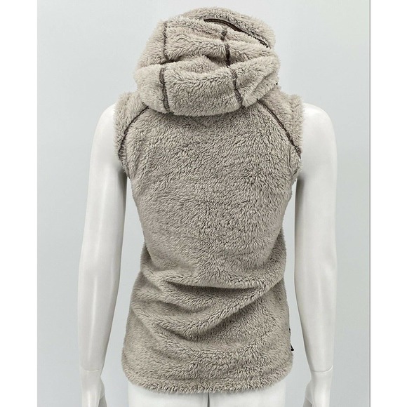 Kuhl Womens Flight Vest XS Stone Mid-Weight Fleece Zipper Pockets Stowaway Hood - Picture 5 of 9
